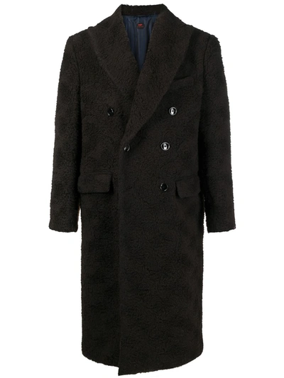 Mp Massimo Piombo Textured Double-breasted Coat In Brown