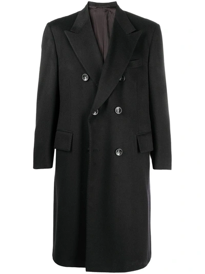 Kiton Luca Cashmere Caban Coat With Side Pockets In Blue