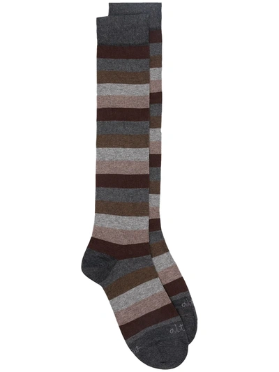 Altea Stripe-print Socks In Grey