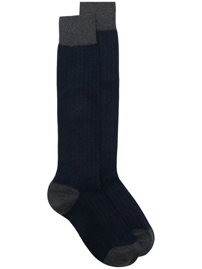 Altea Two-tone Mid-length Socks In Blue