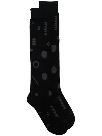 Altea Geometric Print Mid-length Socks In Black