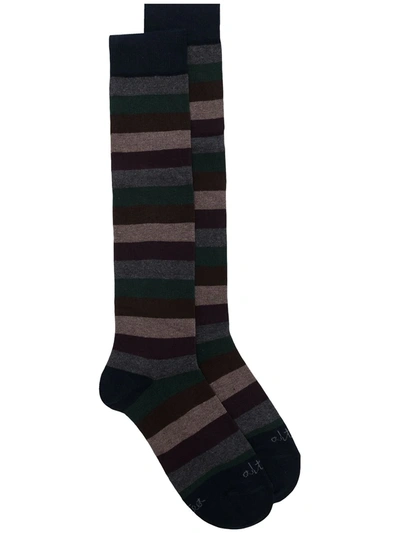 Altea Striped Mid-length Socks In Blue