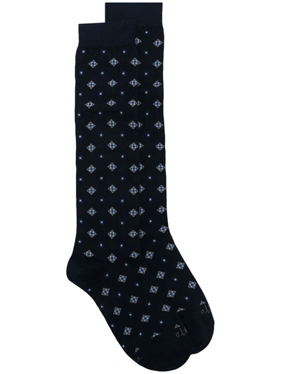 Altea Geometric Print Mid-length Socks In Blue