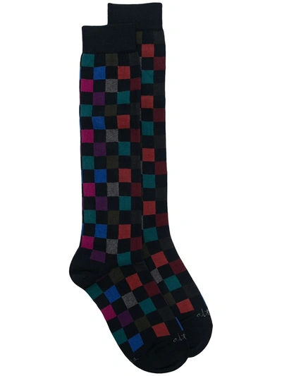 Altea Checked Mid-length Socks In Blue