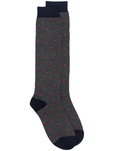Altea Intarsia-knit Socks In Grey