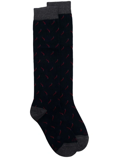 Altea Chili Pepper Print Socks In Blue