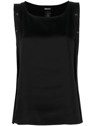 Dkny Button Embellished Sleeveless Blouse In Black