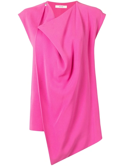 Pre-owned Celine  Asymmetric Sleeveless Blouse In Pink