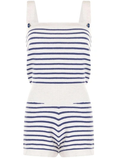 Pre-owned Chanel Striped Knitted Playsuit In White