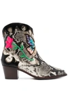 SOPHIA WEBSTER SNAKESKIN WESTERN BOOTS WITH EMBROIDERY DETAIL