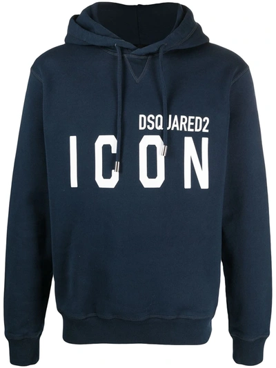 Dsquared2 Icon Print Hoodie In Blue