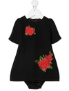 Dolce & Gabbana Rose-embroidered Dress In Black