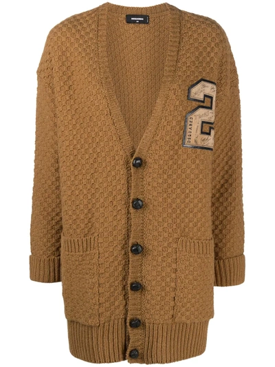 Dsquared2 Varsity-style Buttoned Cardigan In Brown