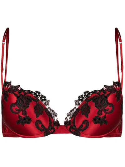 La Perla Silk Underwired Bra With Frastaglio In Red
