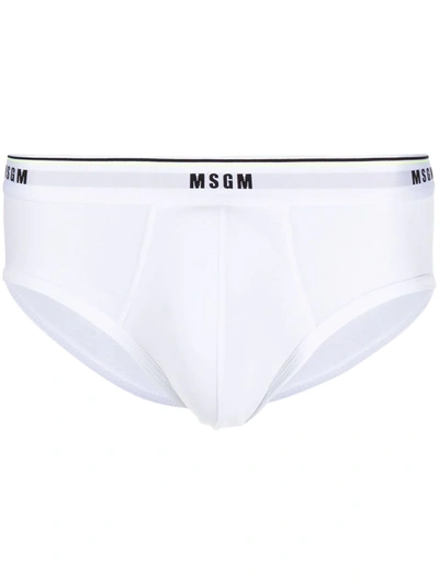 Msgm Logo Waistband Briefs In White