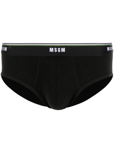 Msgm Logo Waistband Briefs In Black