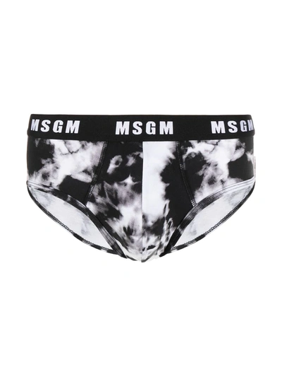 Msgm Logo Tie-dye Briefs In Black