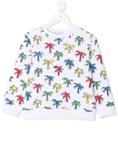 Stella Mccartney Kids' Palm Print Sweatshirt In White