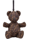 Fendi Ff-logo Print Bear Charm Bag In Brown