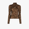 VETEMENTS BROWN LEOPARD PRINT LOGO TURTLENECK TOP,WE51TR140L15639370