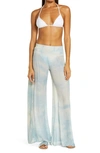 Elan Crochet Trim Wide Leg Cover-up Pants In Blue