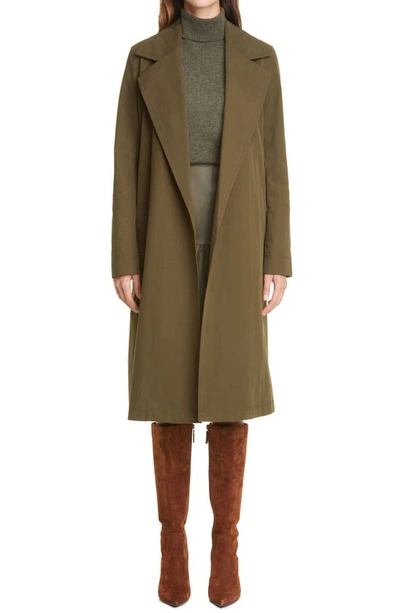 Lafayette 148 Italian Sueded Cotton Mayfair Trench In Pine