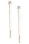 Argento Vivo Sterling Silver Pavé Cross Threader Earrings In Gold