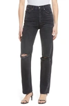 GRLFRND MICA RIPPED HIGH WAIST STRAIGHT LEG JEANS,GF42509511499