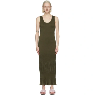 Jw Anderson Ruched Sleeveless Tank Dress In Green