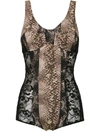 Amir Slama Printed Lace Swimsuit In Black