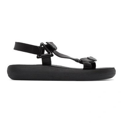 Ancient Greek Sandals Poria Leather Flatform Sport Sandals In Black