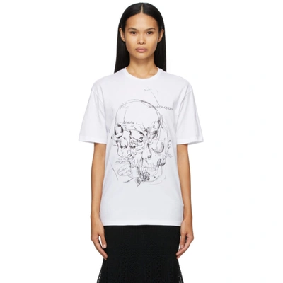 Alexander Mcqueen Skull Print Over Cotton Jersey T-shirt In White,black