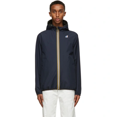 Fendi X K-way Reversible Ff-logo Windbreaker Jacket In Blue,black