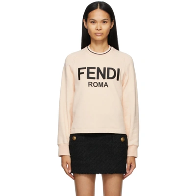 Fendi Logo-embroidered Cropped Sweatshirt In Pastel Pink