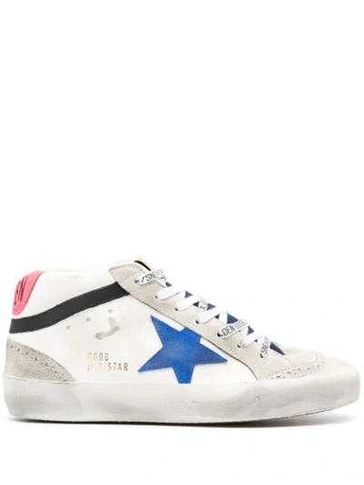 Golden Goose Mid Star Trainers In White Leather