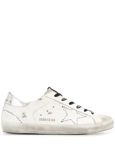 Golden Goose Superstar Distressed Leather And Suede Sneakers In White