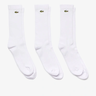 Lacoste Men's Three-pack Of Sport High-cut Cotton Socks - L In White