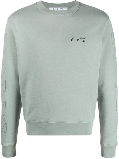 Off-white Embroidered-logo Long-sleeve Sweatshirt In Light Grey