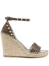 VALENTINO GARAVANI ROCKSTUD LEATHER WEDGES