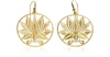 STEFANO PATRIARCHI DESIGNER EARRINGS ETCHED GOLDEN SILVER SMALL LOTO EARRINGS