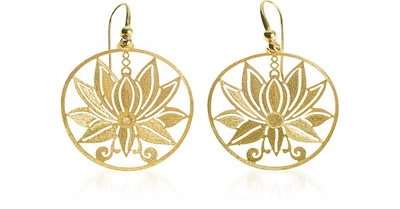 Stefano Patriarchi Earrings Etched Golden Silver Small Loto Earrings In Doré