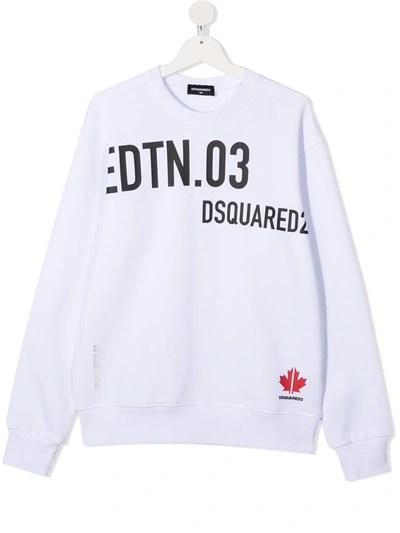 Dsquared2 Teen Slogan-print Sweatshirt In White