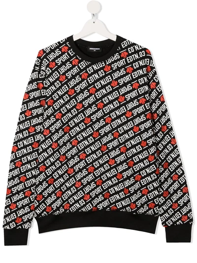 Dsquared2 Teen Slogan-print Sweatshirt In Black