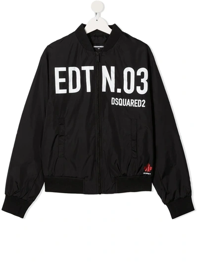 Dsquared2 Teen Slogan-print Hoodie In Black