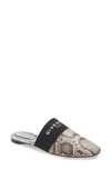Givenchy Bedford Flat Python-embossed Leather Mules In Stone Grey