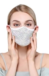 NATALIE MILLS DESTINY CRYSTAL ADULT COTTON FACE MASK,3105-DES-WHITE