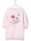 Monnalisa Dream Print Sweatshirt Dress In Pink