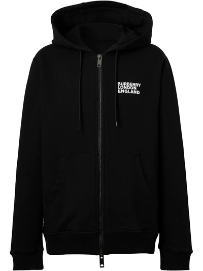 Burberry Love Graffiti Print Zip Up Drawstring Hoodie In Black