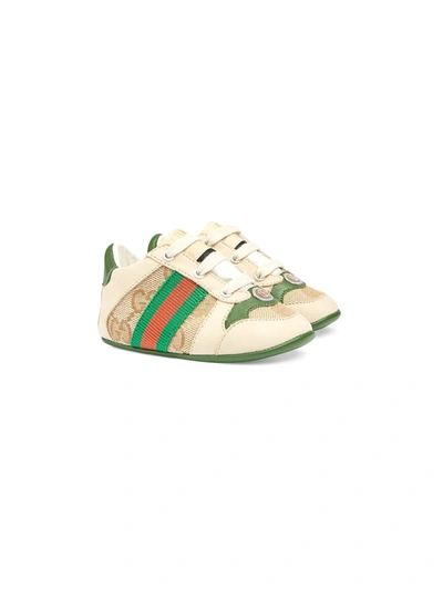 Gucci Babies' Screener Leather Sneakers In Neutrals