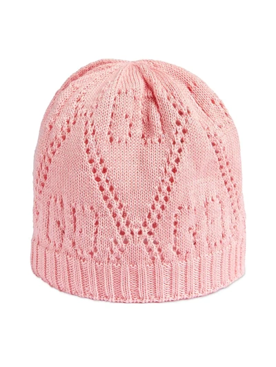 Gucci Babies' Perforated Logo Hat In Pink